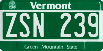VT license plate ZSN239