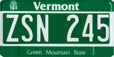 VT license plate ZSN245