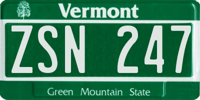 VT license plate ZSN247