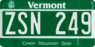 VT license plate ZSN249