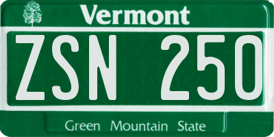 VT license plate ZSN250