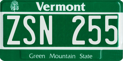 VT license plate ZSN255
