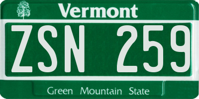VT license plate ZSN259