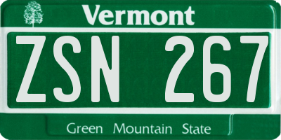 VT license plate ZSN267
