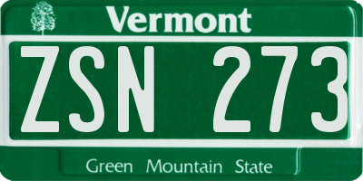 VT license plate ZSN273