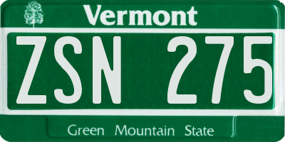 VT license plate ZSN275