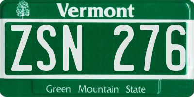 VT license plate ZSN276