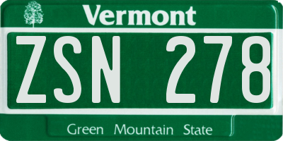VT license plate ZSN278