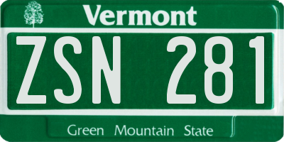 VT license plate ZSN281