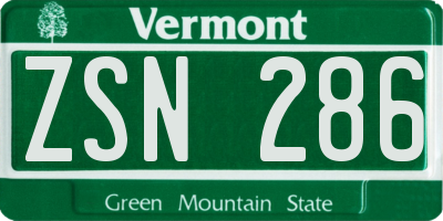 VT license plate ZSN286