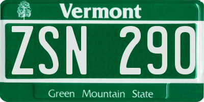VT license plate ZSN290