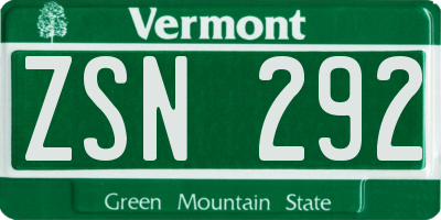VT license plate ZSN292