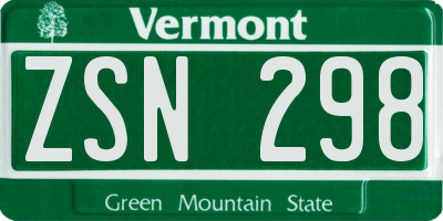 VT license plate ZSN298