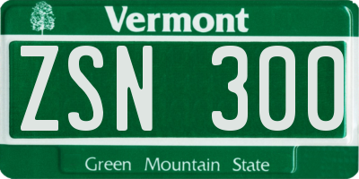 VT license plate ZSN300