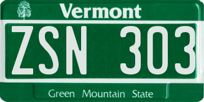 VT license plate ZSN303