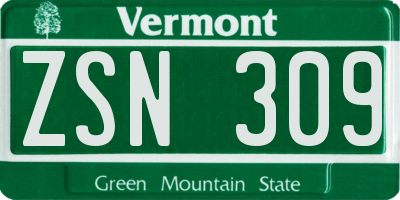 VT license plate ZSN309