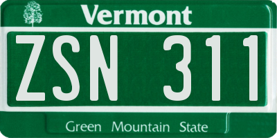 VT license plate ZSN311