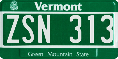 VT license plate ZSN313