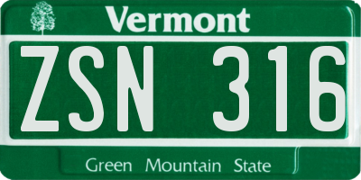 VT license plate ZSN316
