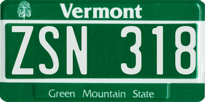 VT license plate ZSN318