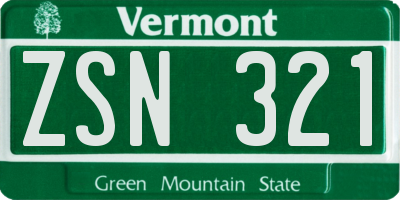VT license plate ZSN321