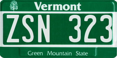 VT license plate ZSN323