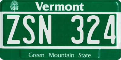 VT license plate ZSN324