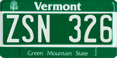 VT license plate ZSN326