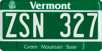VT license plate ZSN327