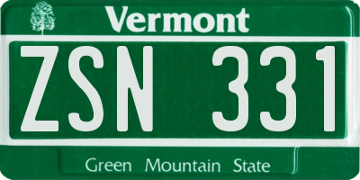 VT license plate ZSN331