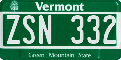 VT license plate ZSN332