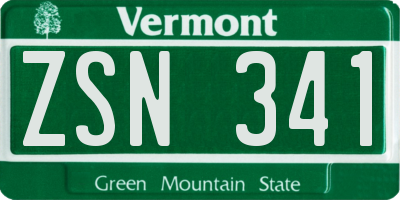 VT license plate ZSN341