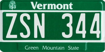 VT license plate ZSN344