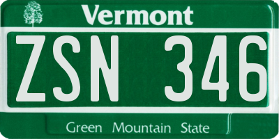 VT license plate ZSN346