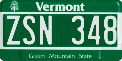 VT license plate ZSN348