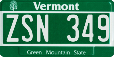 VT license plate ZSN349