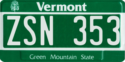 VT license plate ZSN353