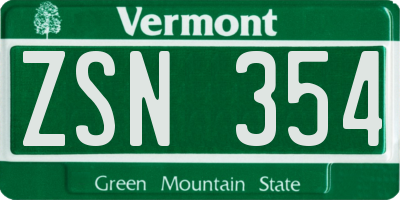 VT license plate ZSN354
