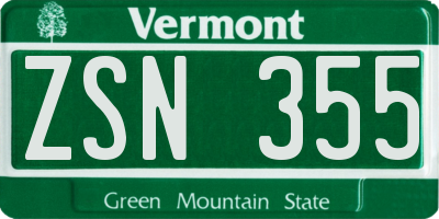 VT license plate ZSN355