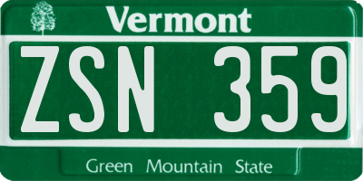 VT license plate ZSN359