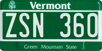 VT license plate ZSN360