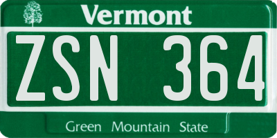 VT license plate ZSN364