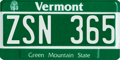 VT license plate ZSN365