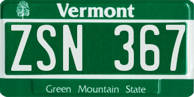 VT license plate ZSN367