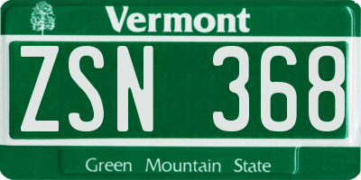 VT license plate ZSN368