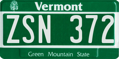 VT license plate ZSN372