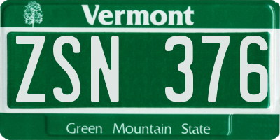 VT license plate ZSN376
