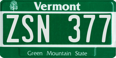 VT license plate ZSN377