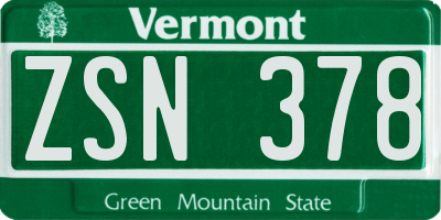 VT license plate ZSN378