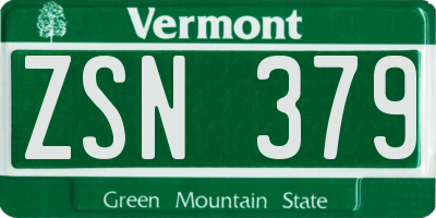 VT license plate ZSN379